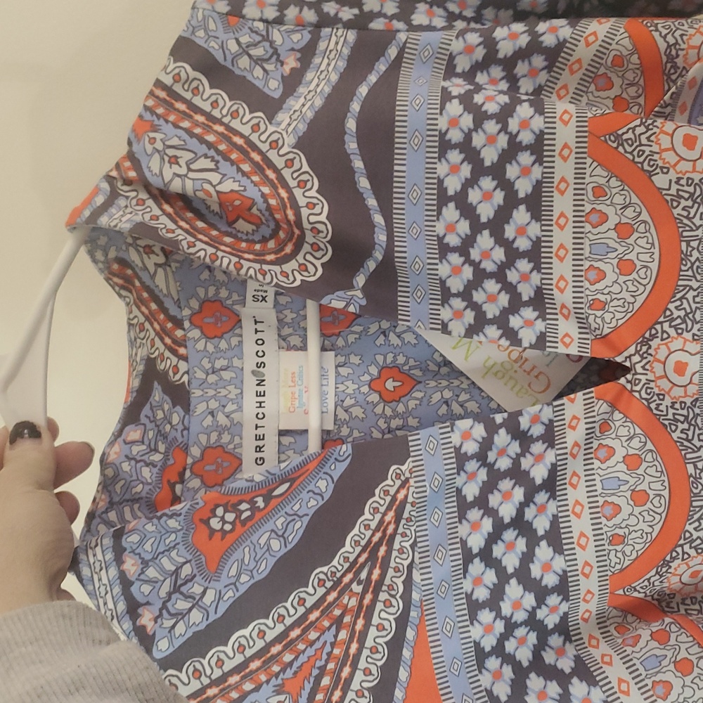 NWT Gretchen Scott So Sexy Paisley Park Dress Size XS V-Neck Mini Elastic Waist - Picture 6 of 10